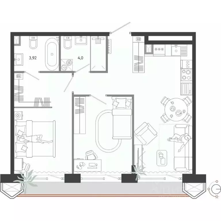 2-к кв. Приморский край, Владивосток Бархатная ул. (62.66 м) - Фото 1