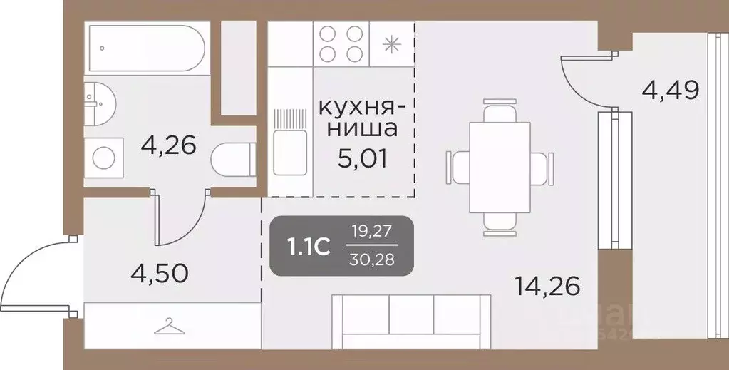 Студия Свердловская область, Екатеринбург Академический мкр, 22-й ... - Фото 0