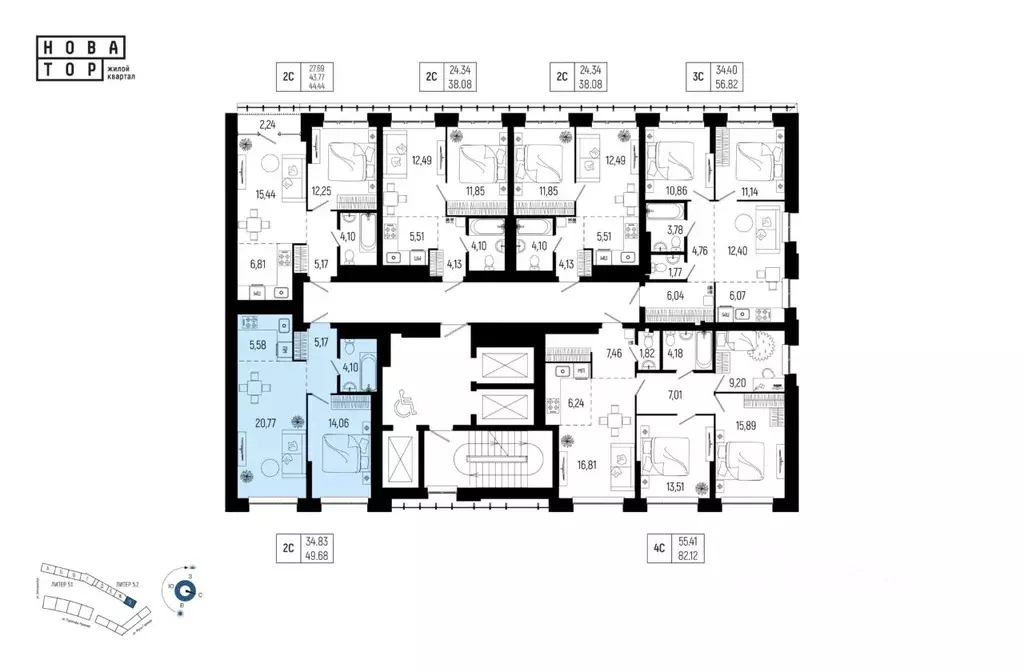 2-к кв. Башкортостан, Уфа Глумилино-1 мкр, Новатор жилой комплекс ... - Фото 2