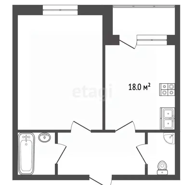 1-к кв. Ставропольский край, Ессентуки Октябрьская ул. (49.0 м) - Фото 1