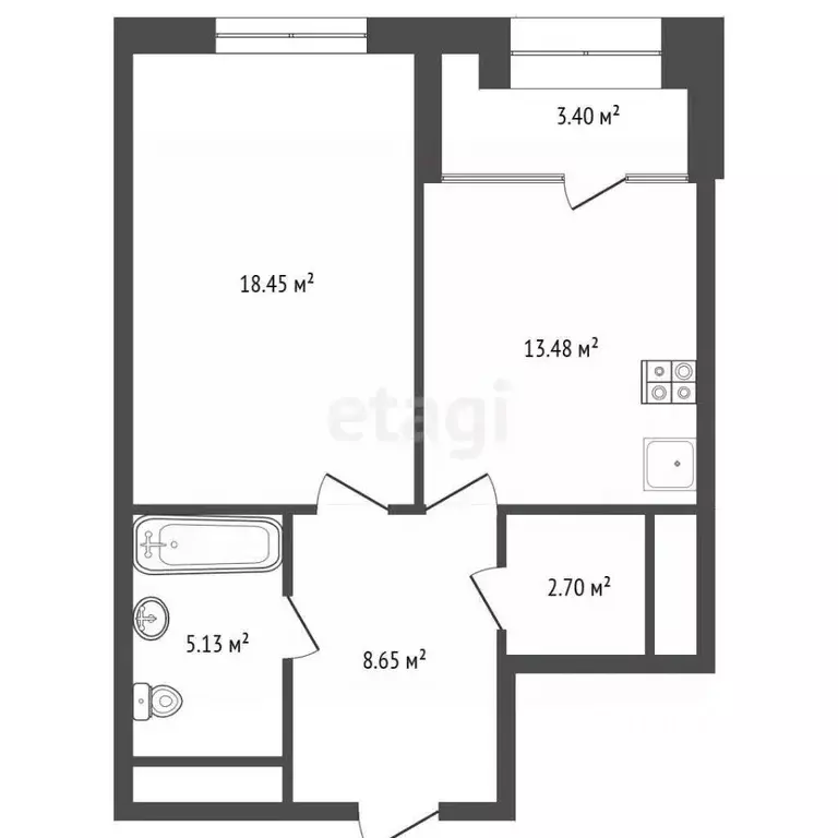 1-к кв. Москва ул. Поляны, 5 (48.6 м) - Фото 2