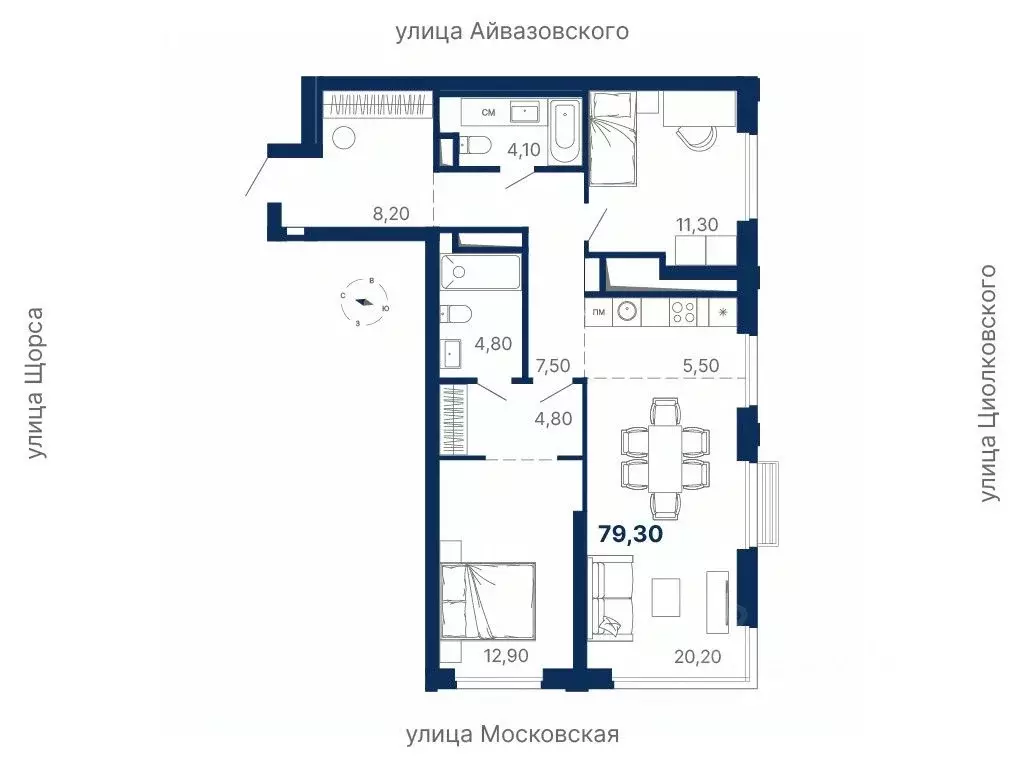2-к кв. Свердловская область, Екатеринбург ул. Московская, 247А (79.3 ... - Фото 0