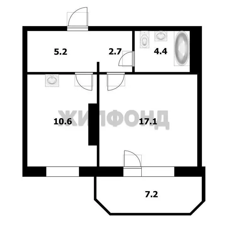 1-комнатная квартира: Новосибирск, улица Николая Сотникова, 36 (43 м) - Фото 1