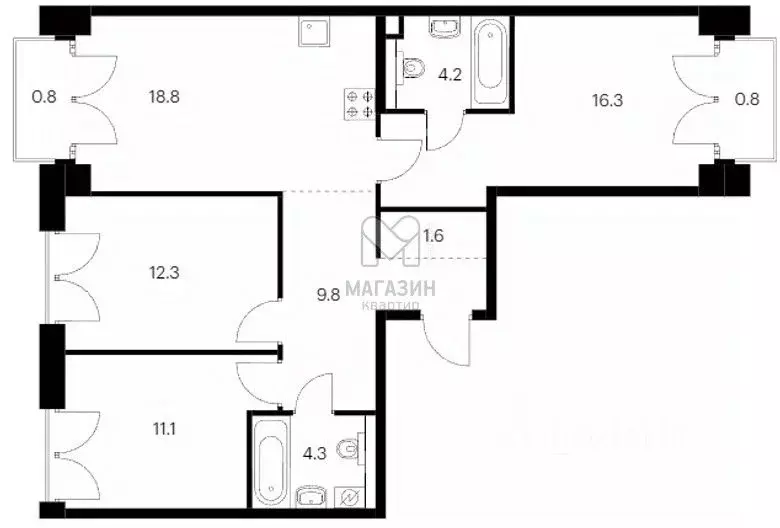 Студия Санкт-Петербург наб. Обводного Канала, 169 (78.4 м) - Фото 2