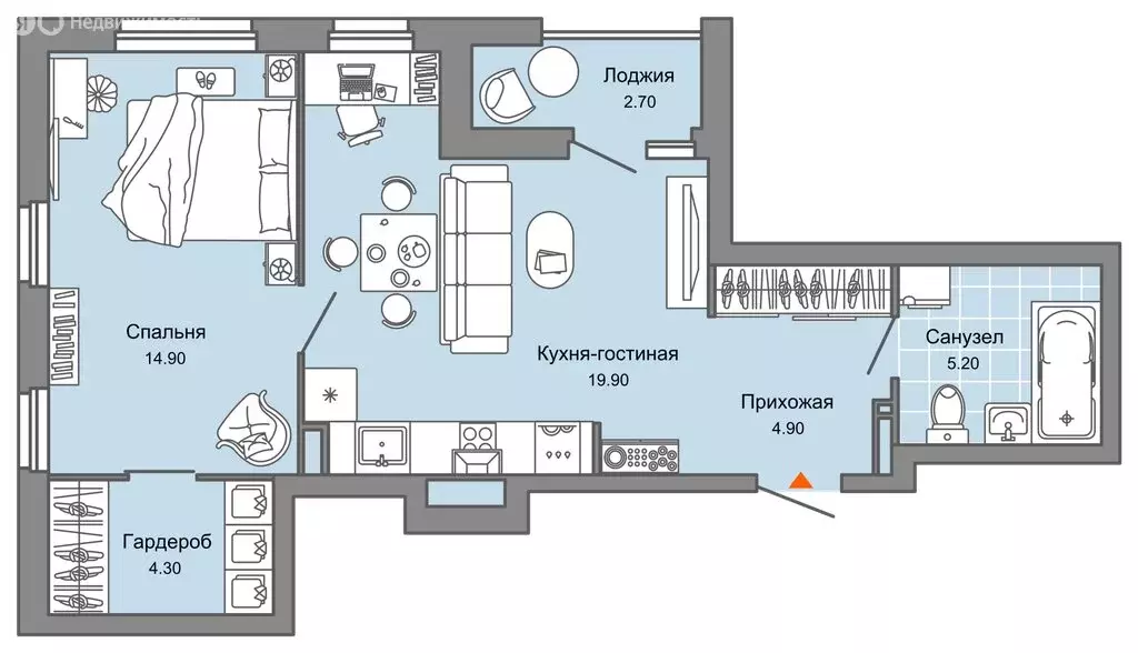 1-комнатная квартира: Пермь, улица Дзержинского, 31А (51 м) - Фото 2