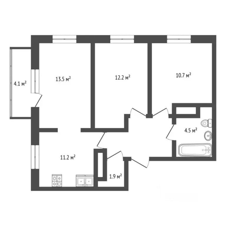 3-к кв. Тюменская область, Тюмень ул. Фармана Салманова, 23 (62.8 м) - Фото 2