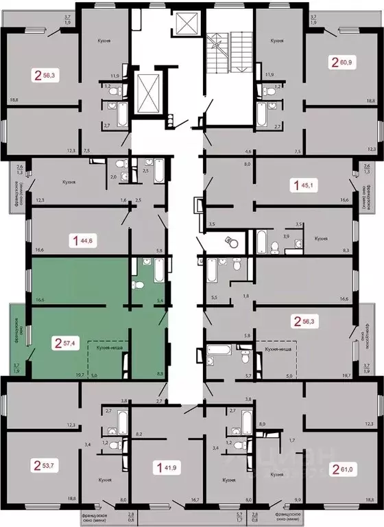 2-к кв. Красноярский край, Красноярск Аральская ул., 41 (57.4 м) - Фото 1