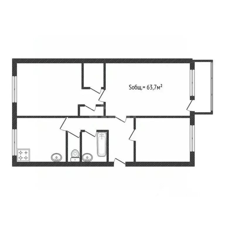3-к кв. Брянская область, Брянск Орловская ул., 22 (63.7 м) - Фото 2