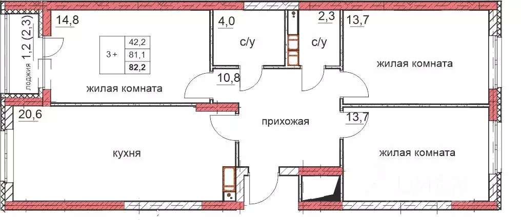 3-к кв. Нижегородская область, Дзержинск Комсомольский мкр,  (82.2 м) - Фото 0