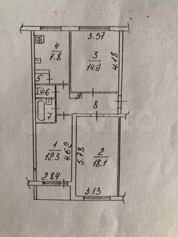 3-к. квартира, 66 м, 1/5 эт. - Фото 0