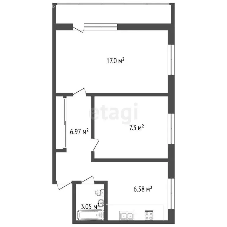 2-комнатная квартира: Жуковский, улица Баженова, 17 (49.9 м) - Фото 1