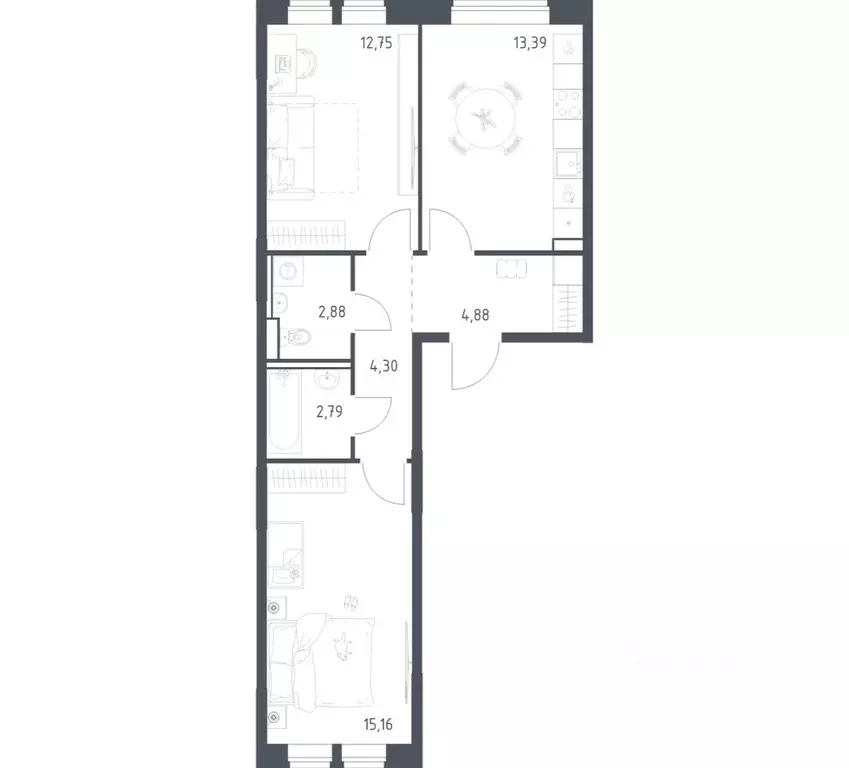 2-к кв. Московская область, Ленинский городской округ, Мисайлово пгт, ... - Фото 1