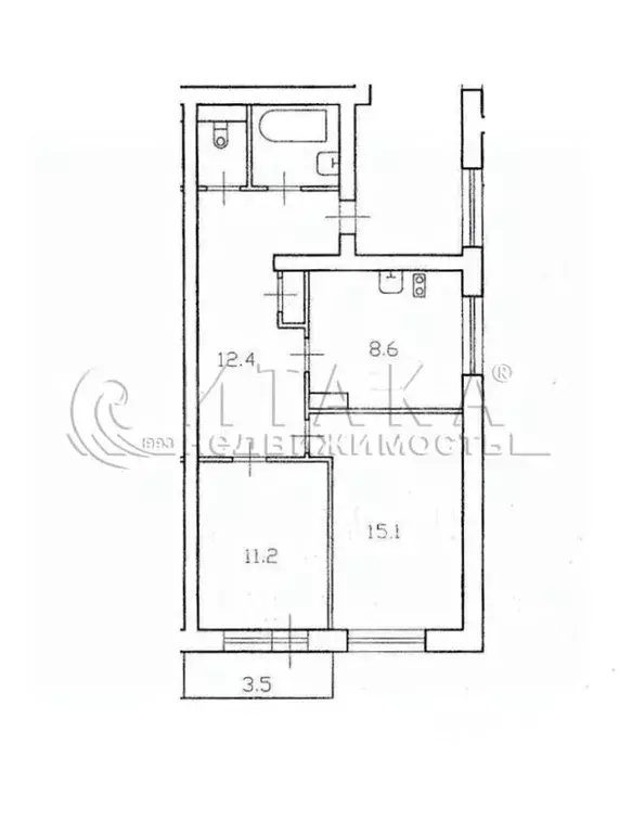 2-к кв. Санкт-Петербург Российский просп., 14 (51.2 м) - Фото 0