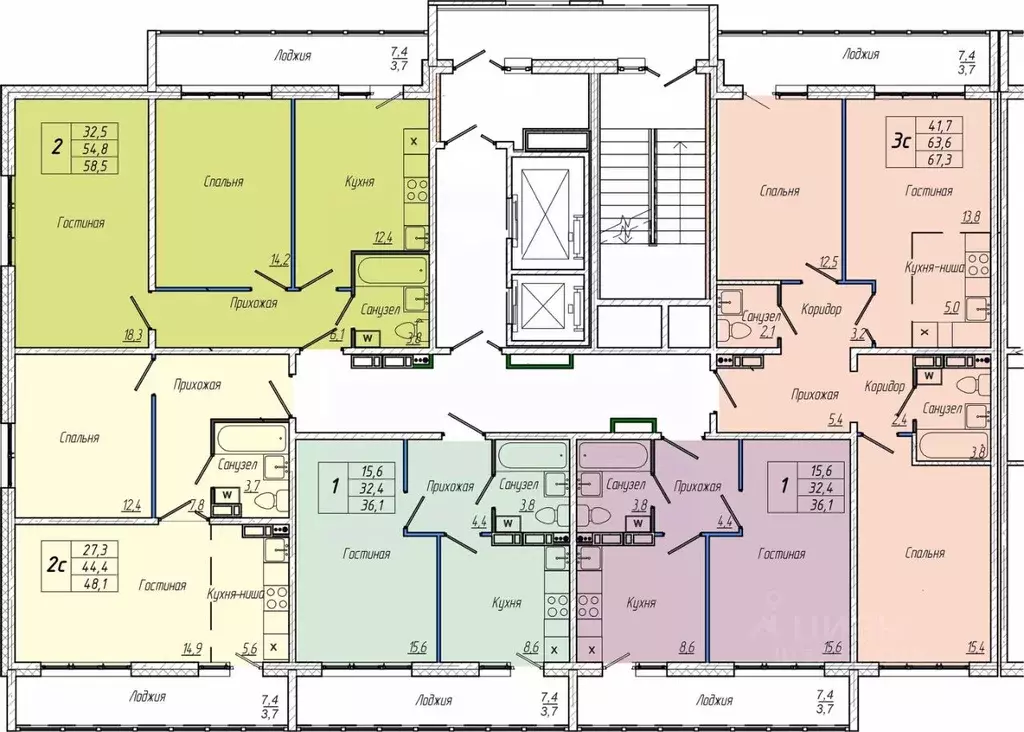 2-к кв. Кемеровская область, Кемерово просп. Притомский, 30А (58.5 м) - Фото 2