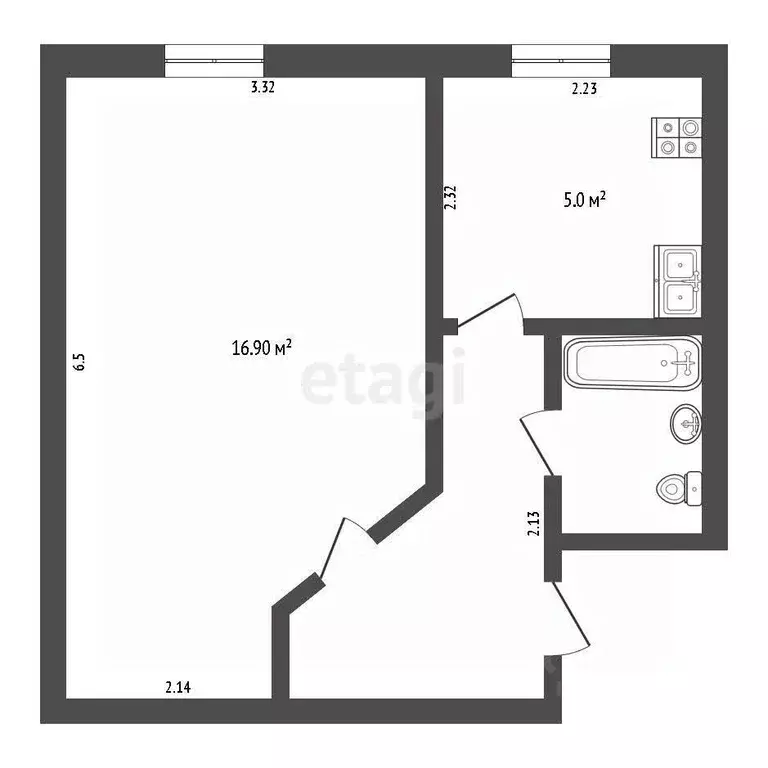 1-к кв. Тюменская область, Тюмень ул. Бабарынка, 69 (29.0 м) - Фото 2