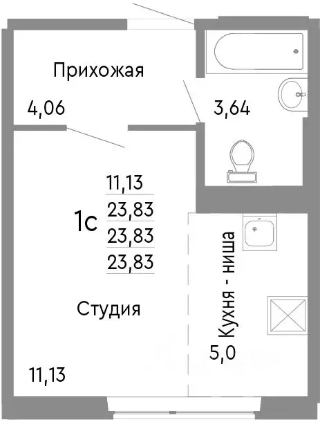 Студия Челябинская область, Челябинск Нефтебазовая ул., 1к2 (23.83 м) - Фото 0