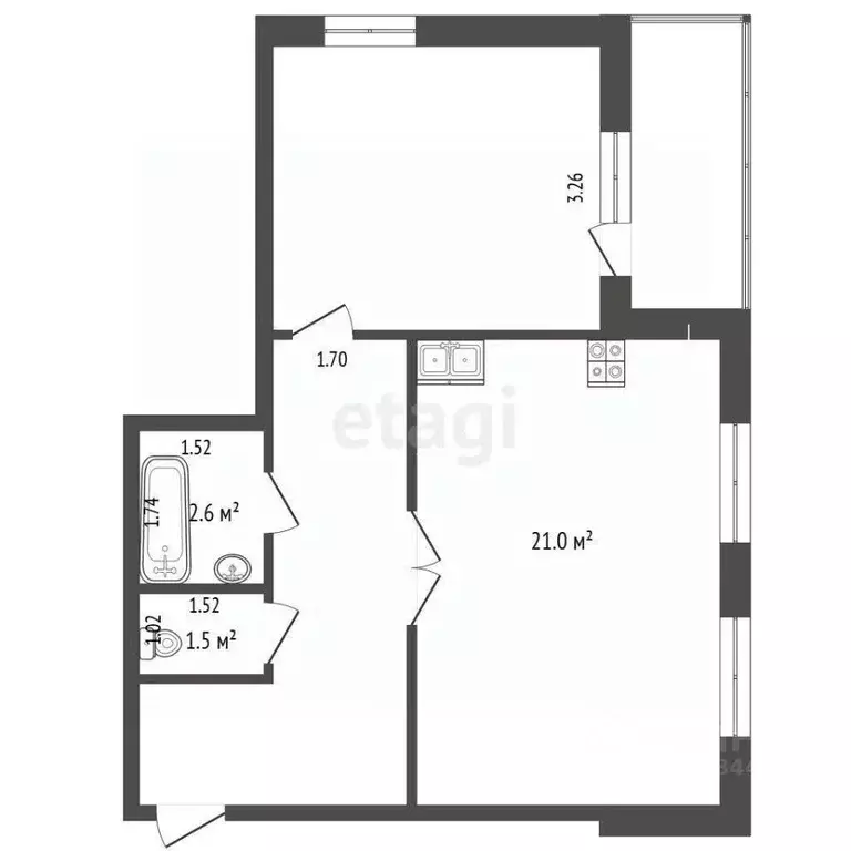 1-к кв. Тюменская область, Тюмень ул. Мельникайте, 2к13 (50.8 м) - Фото 0