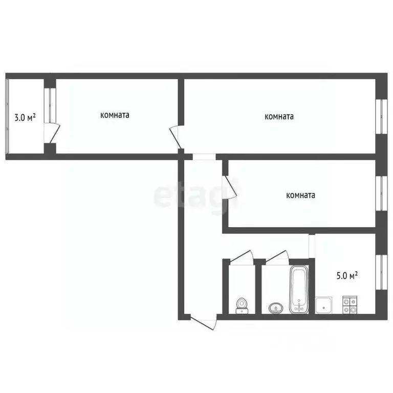 3-к кв. Ярославская область, Рыбинск ул. Герцена, 87 (57.2 м) - Фото 1