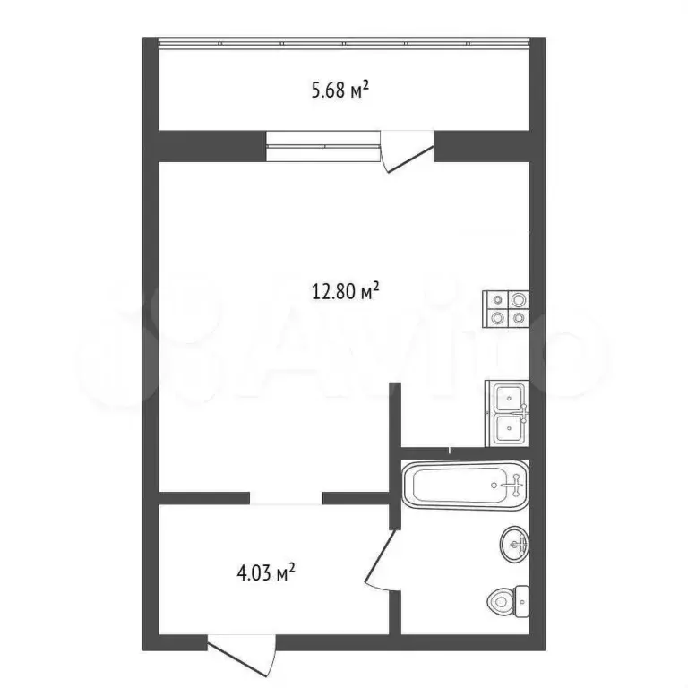 Квартира-студия, 28,3 м, 10/19 эт. - Фото 0