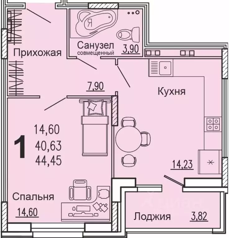 1-к кв. Пензенская область, Пенза ул. Богданова, 34 (44.45 м) - Фото 0