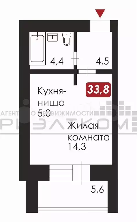 Квартира-студия, 33,5 м, 3/14 эт. - Фото 0