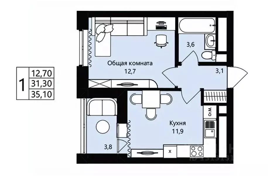 1-к кв. Мордовия, Саранск просп. Российской Армии, 9 (31.3 м) - Фото 1