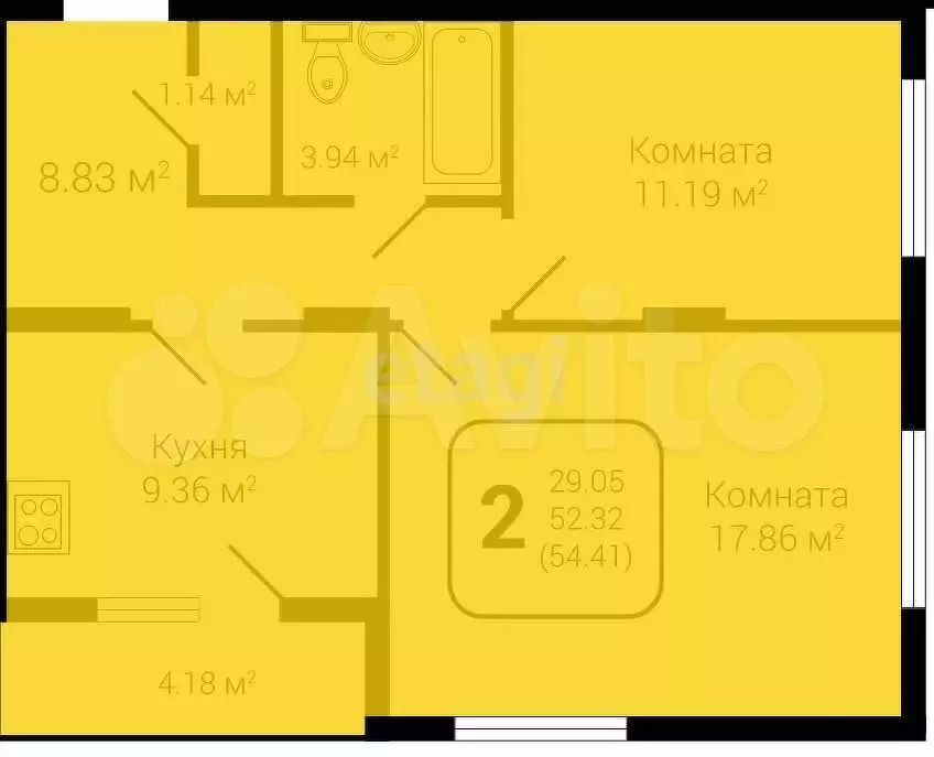 2-к. квартира, 56 м, 14/18 эт. - Фото 0