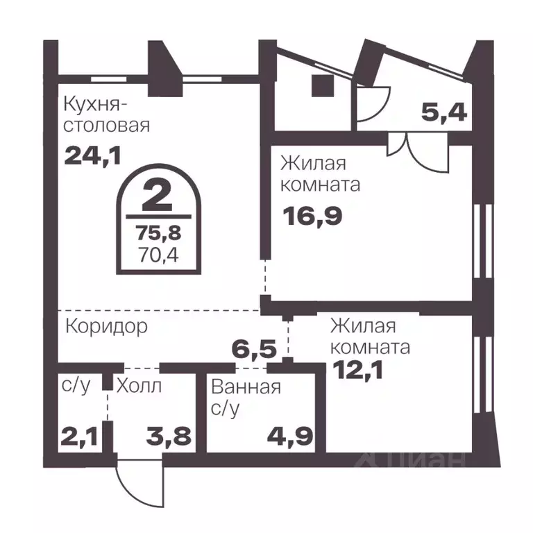 2-к кв. Челябинская область, Челябинск просп. Ленина, 19В (70.4 м) - Фото 0
