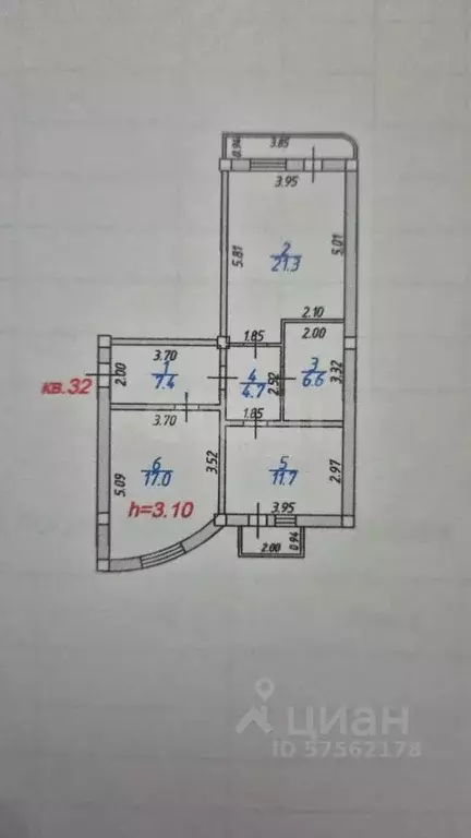 2-к кв. Дагестан, Махачкала ул. Громова, 6Е (70.0 м) - Фото 1