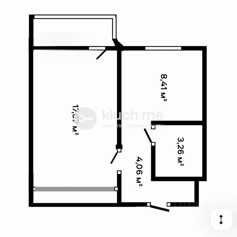 1-к кв. Татарстан, Казань ул. Мусина, 76 (32.8 м) - Фото 2