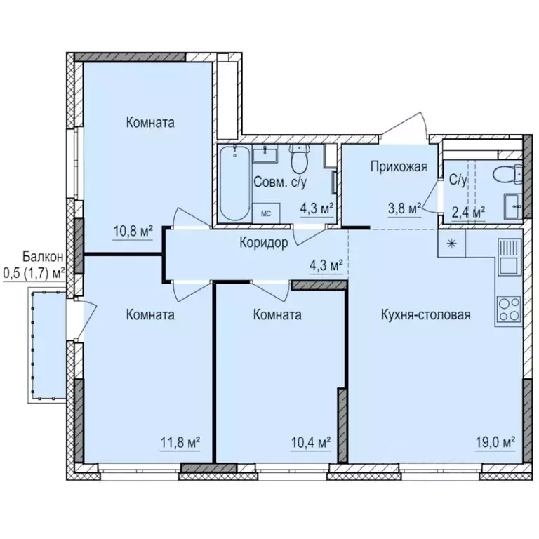 3-к кв. Удмуртия, Ижевск Буммаш жилрайон, Покровский жилой комплекс ... - Фото 1