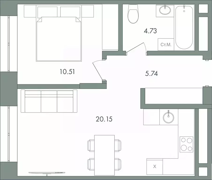 1-к кв. Ханты-Мансийский АО, Сургут ул. Крылова (41.13 м) - Фото 0