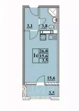 Студия Краснодарский край, Анапа Парковая ул., 61к3 (26.0 м) - Фото 2