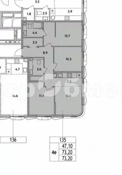 3-к кв. Москва Страна Озерная жилой комплекс (73.0 м) - Фото 2
