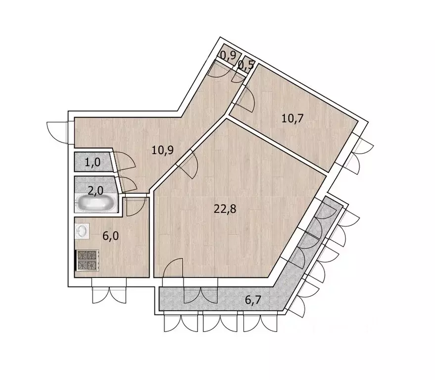 2-к кв. Башкортостан, Уфа Нежинская ул., 2 (55.5 м) - Фото 1