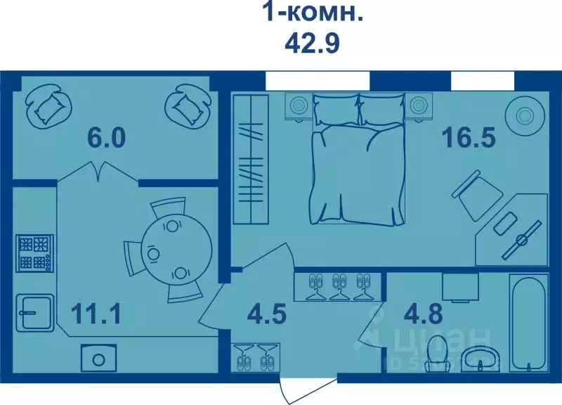 1-к кв. Костромская область, Кострома Магистральная ул., 71 (40.0 м) - Фото 1