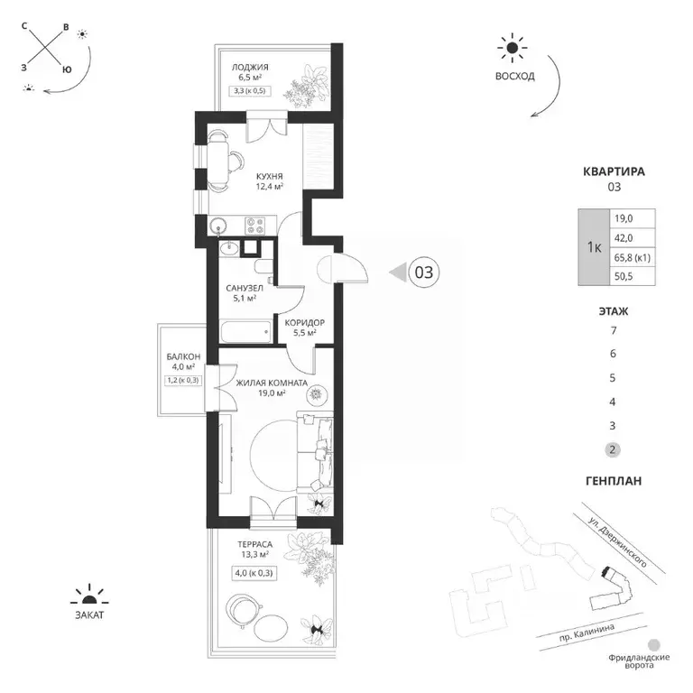 1-к кв. Калининградская область, Калининград просп. Калинина, 117 ... - Фото 1