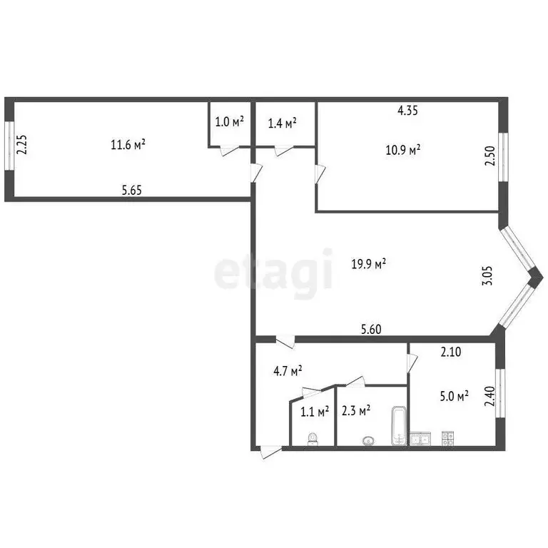 3-комнатная квартира: Малое Карлино, 10 (57.9 м) - Фото 1