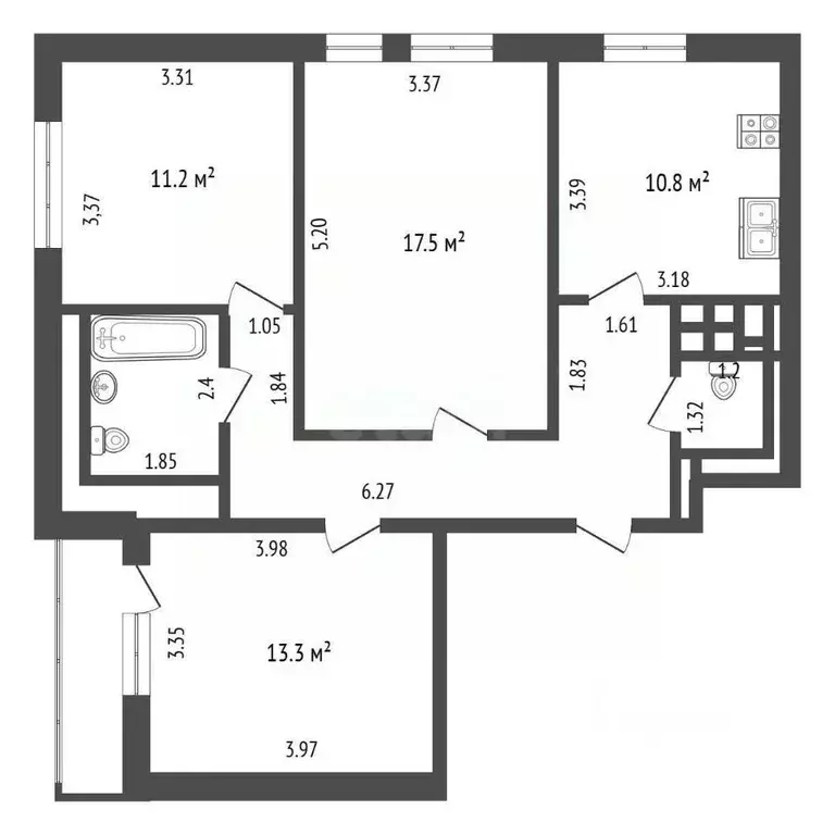 3-к кв. Москва Родниковая ул., 4А (69.4 м) - Фото 2