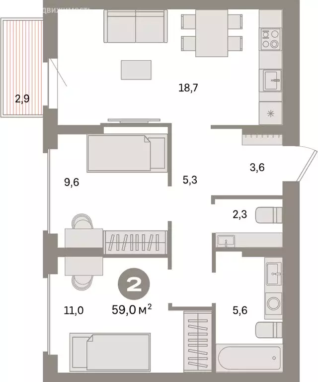 2-комнатная квартира: Екатеринбург, жилой район Сортировочный, ... - Фото 1