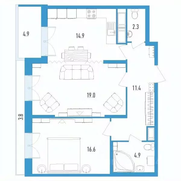 2-к кв. Санкт-Петербург бул. Головнина, 3к1 (72.7 м) - Фото 0