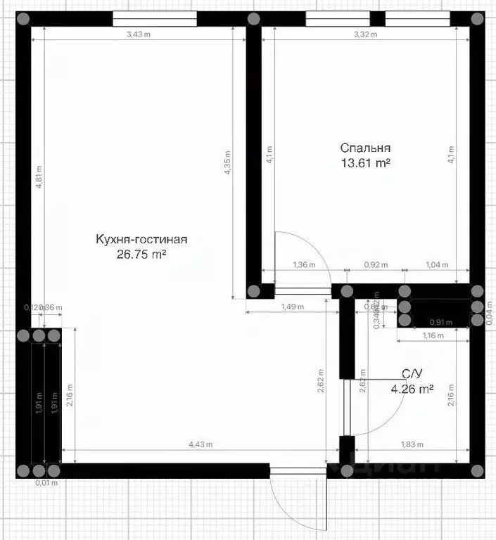 1-к кв. Кабардино-Балкария, Нальчик ул. Героя России Т.М. Тамазова, ... - Фото 2