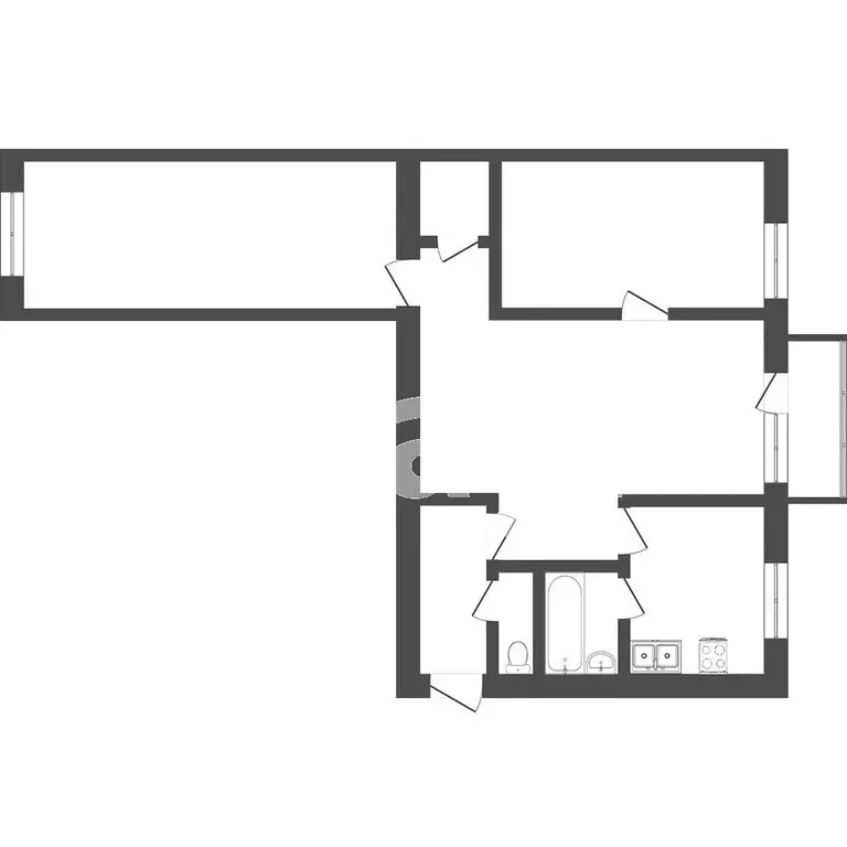 3-комнатная квартира: Тюмень, улица Республики, 176 (57 м) - Фото 1