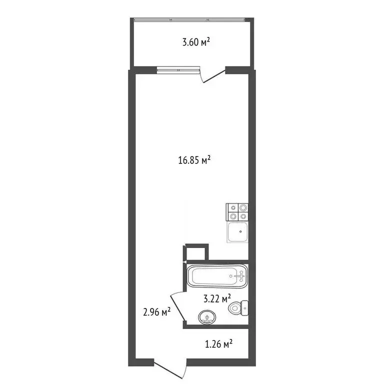 Квартира-студия: Воронеж, улица Гаршина, 25к4 (23.5 м) - Фото 1