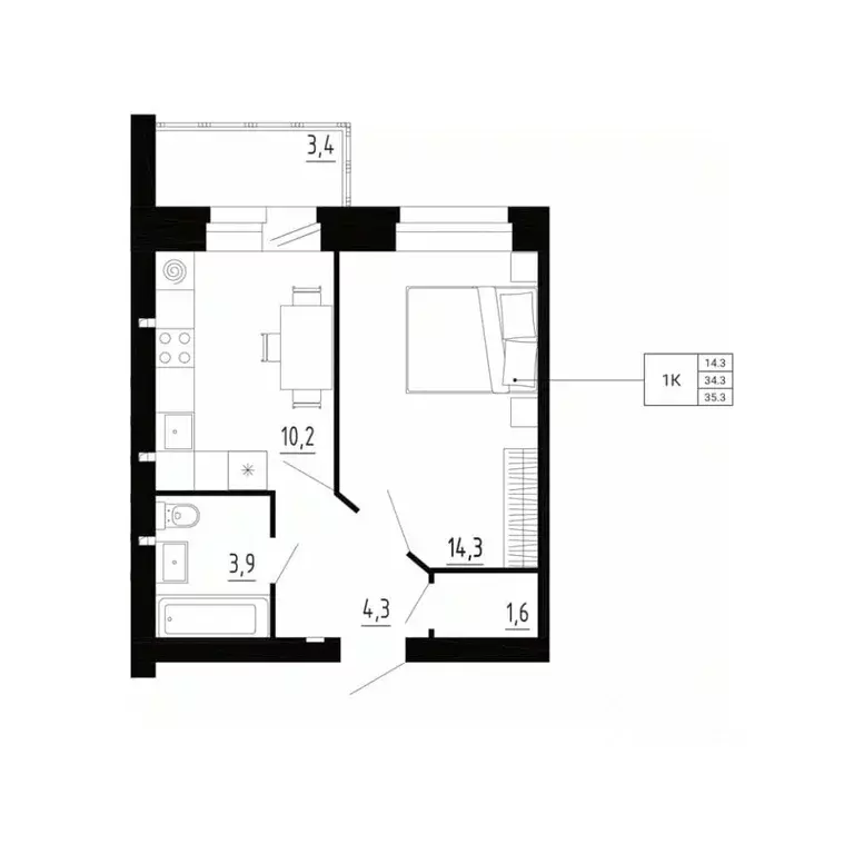 1-к кв. Орловская область, Орловский муниципальный округ, д. ... - Фото 2