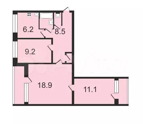 3-к. квартира, 60,7 м, 3/9 эт. - Фото 0