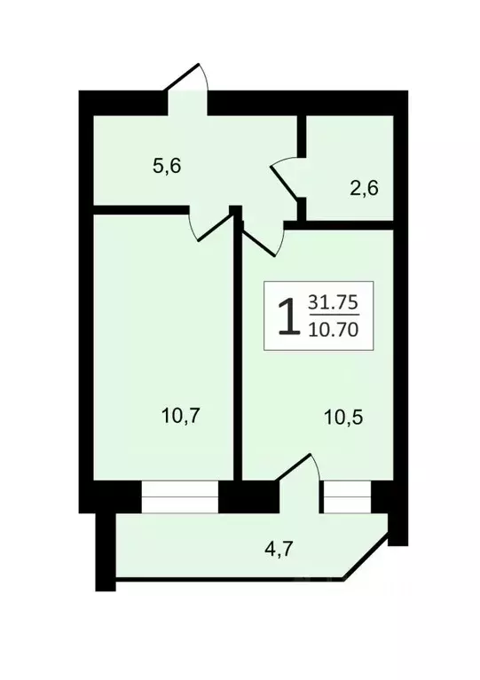 1-к кв. Владимирская область, Владимир ул. Новгородская, 5 (31.75 м) - Фото 1