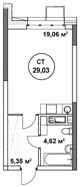1-комнатная квартира: Нижний Новгород, Нижегородский район (29.03 м) - Фото 1