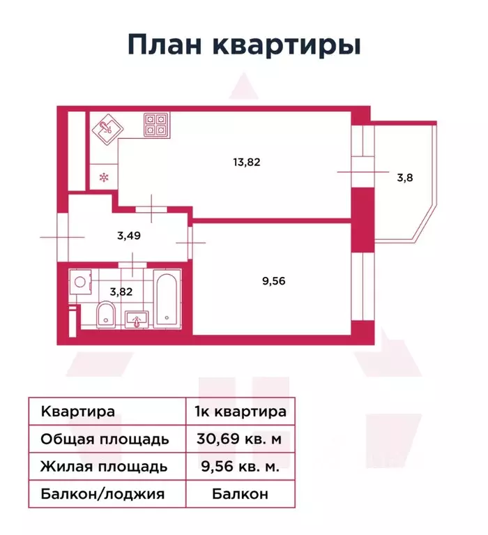 1-к кв. Санкт-Петербург ул. Русановская, 28 (30.69 м) - Фото 2