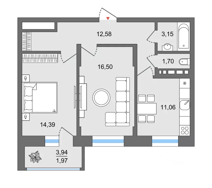 2-к кв. Липецкая область, Липецк ул. Фрунзе, 81 (63.32 м) - Фото 1